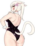 accessory animal_ears animal_tail big_butt blonde_hair blush breasts bunny_costume butt clothing costume cuffs_(clothing) ears_down eyelashes facial_markings female flower flower_in_hair fur hair hair_accessory hand_on_hip head_markings leotard looking_at_viewer looking_back looking_back_at_viewer markings pivoted_ears plant purple_clothing purple_leotard rear_view red_eyes simple_background smile solo tail tan_body tan_fur tan_skin thick_thighs white_background wide_hips shnibbles final_fantasy final_fantasy_xiv square_enix animal_humanoid cat_humanoid felid felid_humanoid feline feline_humanoid humanoid mammal mammal_humanoid miqo'te tailed_humanoid 3:4 absurd_res hi_res