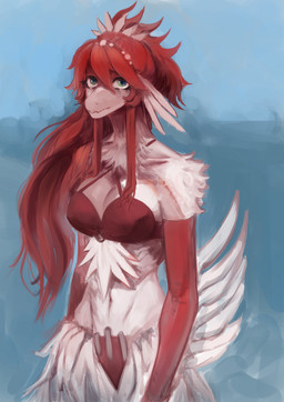 accessory anthro arm_feathers bodily_fluids bra breasts clothing crying feathers female fur green_eyes hair hair_accessory hairband red_hair solo tears underwear white_body white_fur wings nvahir cavemanon_studios volcaldera_ashfall ashley_(volcaldera_ashfall) dinosaur dromaeosaurid feathered_dinosaur feathered_scalie prehistoric_species reptile saurischian scalie theropod absurd_res hi_res