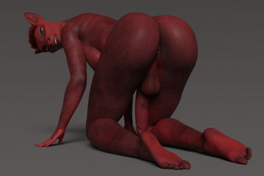 5_fingers 5_toes all_fours anthro anus ass_up backsack balls black_nails breasts butt circumcised cloud colored_nails feet fingers genitals glans glistening glistening_butt glistening_genitalia glistening_glans glistening_penis gynomorph hair half-erect humanoid_genitalia humanoid_penis inside intersex kneeling lips long_penis looking_back nails nude penile penis rear_view red_anus red_balls red_body red_breasts red_eyes red_hair red_lips red_penis red_skin soles solo toes earthclan3d heat_(earthclan) bovid mammal 3d_(artwork) digital_media_(artwork)