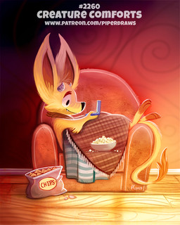 ambiguous_gender anthro bag bedding black_eyes blanket bowl brown_body brown_fur chair console container easy_chair food fur furniture horn humor popcorn pun snack solo text visual_pun white_body white_fur yellow_body yellow_fur piper_thibodeau unknown_species 2019 4:5 digital_media_(artwork) digital_painting_(artwork) painting_(artwork) url