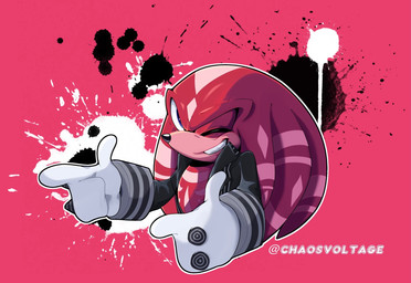 alternate_form anthro black_nose clothing gesture gloves hair hand_gesture handwear jacket male markings one_eye_closed pointing purple_eyes red_background red_body red_hair simple_background smile solo spikes topwear tribal tribal_markings wink chaosvoltage sega sonic_the_hedgehog_(series) knuckles_the_echidna echidna mammal monotreme 2021 hi_res signature