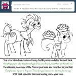 1:1 apple_pie bitterplaguerat black_and_white dessert dialogue duo earth_pony english_text equid equine fan_character female feral food friendship_is_magic granny_smith_(mlp) hasbro horn horse loki_(bitterplaguerat) male mammal monochrome my_little_pony mythological_creature mythological_equine mythology pastry pie pony text unicorn