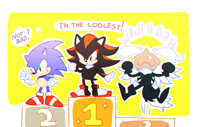 anthro biped black_body black_fur blue_body blue_fur bodily_fluids border chibi clothing crying dialogue dipstick_tail footwear fur gloves green_eyes group hair handwear male markings mask multicolored_tail podium red_body red_eyes red_fur shoes simple_background smile speech_bubble standing tail tail_markings tears text white_body white_border white_fur white_hair yellow_background ketticat55 sega sonic_forces sonic_the_hedgehog_(series) infinite_(sonic) shadow_the_hedgehog sonic_the_hedgehog canid canine canis eulipotyphlan hedgehog jackal mammal 2017 digital_media_(artwork) english_text