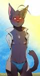 anthro arms_behind_back beach black_fur blush bulge cat clothing feline fur looking looking_away looking_left male mammal morenatsu nipples open_shirt outside pink_nose redrusker seaside shin_kuroi shirt solo speedo standing sweat swimsuit yellow_eyes
Rating: Questionable
Score: 14
User: Hardstyle_Chris
Date: February 24, 2014