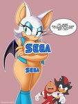 3:4 absurd_res anthro bat big_breasts breasts censored censored_nipples clothed clothing creative_censorship dialogue echidna eulipotyphlan female group hedgehog hi_res knuckles_the_echidna logo_censor male mammal monotreme omegasunburst open_clothing open_topwear rouge_the_bat satire sega shadow_the_hedgehog sonic_the_hedgehog_(series) topwear vest