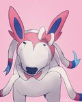 ambiguous_gender beady_eyes blue_body blue_fur dot_eyes feral fur humor pink_body pink_fur ribbons simple_background small_eyes snout solo white_body white_fur boke_(artist) nintendo pokemon walter_(dog) bull_terrier canid canine canis domestic_dog eeveelution generation_6_pokemon hunting_dog mammal pokemon_(species) sylveon terrier 2022 4:5 digital_media_(artwork) meme signature