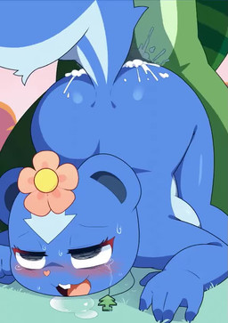 blue_body blue_fur blush bodily_fluids cum cum_inside duo female fur genital_fluids green_body green_fur male male/female saliva sweat tears umisag85rabb99 happy_tree_friends lifty_(htf) petunia_(htf) mammal mephitid procyonid raccoon skunk animated no_sound webm