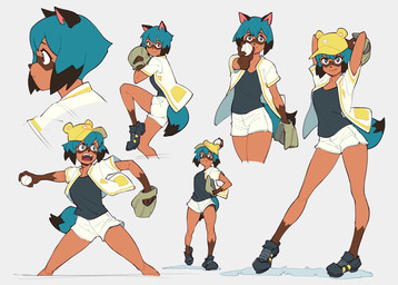 anthro athletic athletic_anthro athletic_female ball baseball_(ball) baseball_cap baseball_glove baseball_uniform black_hair blue_eyes blue_hair brown_body brown_fur clothing dipstick_tail female footwear fur hair hat headgear headwear jacket markings multicolored_tail shoes simple_background sneakers solo sportswear tail tail_markings topwear uniform white_background unseriousguy brand_new_animal studio_trigger michiru_kagemori canid canine mammal raccoon_dog tanuki digital_media_(artwork) hi_res