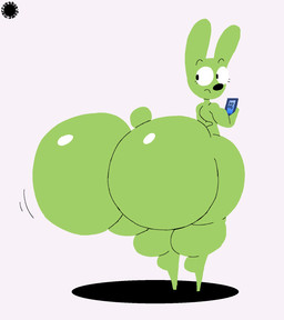anthro bar_emanata big_butt bubble_butt butt butt_jiggle cellphone curvy_figure electronics emanata eyelashes femboy fur glistening glistening_butt green_body green_fur holding_object holding_phone huge_butt huge_thighs hyper hyper_butt hyper_thighs jiggling logo looking_back male male_anthro phone small_waist smartphone solo text thick_thighs wasp_waist wide_hips thatdawgmurray hoops_and_yoyo yoyo_(hoops_and_yoyo) lagomorph leporid mammal rabbit 2026 aliasing artist_logo artist_name digital_media_(artwork) hi_res lineless signature