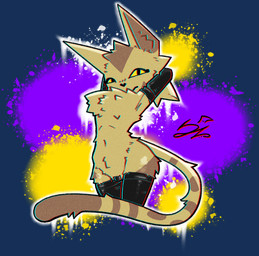 anthro chest_fur clothing female fur fur_markings gloves handwear latex latex_clothing latex_gloves latex_handwear latex_legwear legwear markings paint_splashes simple_background solo tail transparent_background deadzephyr4114 tyzanthia felid feline mammal alpha_channel