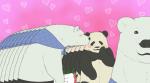 duo eyes_closed flower fur heart_symbol kissing male male/male pink_background plant simple_background white_body white_fur kumao mohumohuotou okatana privateotou shirokuma_cafe panda-kun shirokuma bear giant_panda mammal polar_bear ursine