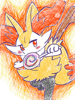 ambiguous_anthro ambiguous_gender anthro biped blush blush_stickers candy dessert digitigrade dipstick_tail food front_view holding_candy holding_food holding_lollipop holding_object lollipop looking_at_viewer markings no_pupils object_in_tail on_one_leg outline simple_background snout solo standing stick stick_in_tail tail tail_markings annyui0611 nintendo pokemon braixen canid generation_6_pokemon mammal pokemon_(species) 2024 digital_drawing_(artwork) digital_media_(artwork) full-length_portrait hi_res japanese_description portrait translated_description