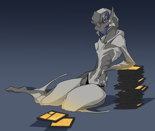arm_on_object black_clothing black_panties black_underwear clothed clothing feet female fingers mostly_nude panties shadow sitting skimpy solo stack stacked_tablet_computer tablet_computer underwear yellow_eyes stickfigurequeen bioware electronic_arts mass_effect viita_(stickfigurequeen) alien humanoid turian 2015 digital_media_(artwork)