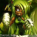 claws female green_hair hair jewelry magic necklace solo text roksanath phantom_spirit_battle_academy wulven_game_studios trixie_(wulven_game_studios) felid mammal 1:1 english_text