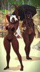 anthro beach bikini clothing dark_body dark_skin duo female freckles sand smug smug_expression smug_eyes smug_face smug_grin stomach_piercing stretching surfboard swimwear two-piece_swimsuit umbrella conditional_dnp domibun frost_(domibun) winter_(domibun) bovid caprine goat mammal sheep vampire 3d_(artwork) absurd_res digital_media_(artwork) hi_res source_filmmaker_(artwork) daughter_(lore) mother_(lore) mother_and_child_(lore) mother_and_daughter_(lore) parent_(lore) parent_and_child_(lore) parent_and_daughter_(lore)