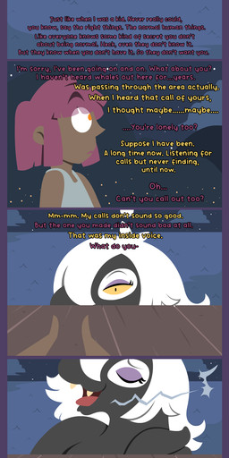 anthro barefoot black_body black_eyes black_skin boat bottomwear clothing dark_body dark_skin docks duo eyeshadow fangs feet gynomorph hair intersex intersex/male island larger_gynomorph larger_intersex magenta_hair makeup male moon night overweight overweight_gynomorph overweight_intersex sea shirt shorts size_difference tank_top teeth text topwear vehicle water watercraft white_hair yellow_eyes yellow_sclera shane_frost aquatic cetacean human mammal whale absurd_res comic english_text hi_res long_image tall_image
