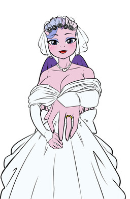 anthro big_breasts blue_eyes breasts cleavage clothed clothing digit_ring dress eyebrow_through_hair eyebrows eyeshadow female first_person_view hair jewelry looking_up makeup necklace pink_body purple_eyeshadow purple_hair ring solo translucent translucent_hair wedding_dress wedding_ring wings pia-sama hasbro mlp_g5 my_little_pony mythology queen_haven_(mlp) equid equine mammal mythological_creature mythological_equine pegasus hi_res