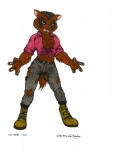 anthro biped claws clothed clothing female ferocious looking_at_viewer skimpy solo standing james_m_hardiman leila gulonine mammal mustelid musteline wolverine 1997 absurd_res hi_res