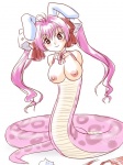 accessory apode armless big_breasts blush breasts brown_eyes cursed_image d6 dice female front_view hair hair_accessory hair_ribbon legless long_ears long_hair looking_at_viewer monster_girl_(genre) nipples pigtails pink_body pink_hair pink_scales ribbons scales serpentine simple_background smile solo split_form tan_body tan_skin what what_has_science_done white_background why supon di_gi_charat hikaru_usada animal_humanoid draconcopode humanoid lagomorph lagomorph_humanoid lamia leporid_humanoid mammal mammal_humanoid rabbit_humanoid reptile scalie snake 3:4