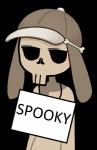 anterior_nasal_aperture bone clothing hat headgear headwear holidays sign skeleton skull solo crestfallen_warrior pettankon halloween delat_bun animated_skeleton lagomorph leporid mammal rabbit undead alpha_channel digital_media_(artwork) hi_res reaction_image