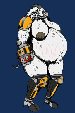 anthro breasts cybernetic_limb cybernetics female horn hyper hyper_pregnancy machine mask pregnant solo vein veiny_belly veiny_breasts vwpologt warhammer_(franchise) warhammer_40000 beastman_(warhammer) bovid caprine goat mammal alpha_channel