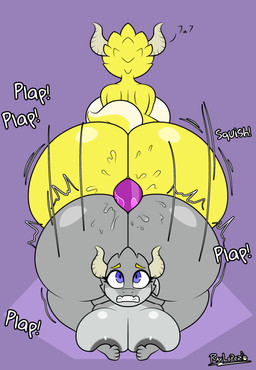 7w7 ambiguous_penetration anal anal_penetration anthro ass_to_ass big_butt blue_eyes bodily_fluids breasts butt clenched_teeth dildo dildo_in_ass dildo_in_vagina dildo_insertion double_penetration duo excited exposed_breasts female grey_body head_horn horn huge_butt hyper looking_up multicolored_body nude nude_female object_in_ass onomatopoeia penetrable_sex_toy penetration plap_(sound) sex_toy sex_toy_in_ass sex_toy_in_vagina sex_toy_insertion shortstack simple_background sound_effects tail teeth text thick_thighs two_tone_body vaginal vaginal_penetration yellow_body raylopez humanoid kobold scalie 2025 absurd_res artist_name character_request digital_drawing_(artwork) digital_media_(artwork) hi_res signature