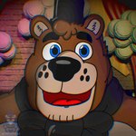 anthro barazoku beard black_nose blue_eyes bow_tie brown_body brown_fur clothing facial_hair fur hat headgear headwear smile solo top_hat freddynsfwgay five_nights_at_freddy's scottgames freddy_(fnaf) bear mammal ursine 1:1 hi_res icon