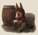 anthro barrel beverage black_hair brown_eyes chibi female food hair hay root_beer soda solo tail tongue tongue_out silverfox5213 equid equine horse mammal 2011