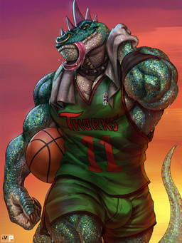 anthro ball basketball_(ball) basketball_uniform biceps bodily_fluids bottomwear bulge clothing collar deltoids detailed_scales facial_piercing forearm_muscles green_body green_bottomwear green_clothing green_shirt green_shorts green_topwear head_spikes long_tongue male mouth_piercing muscular muscular_anthro muscular_arms muscular_male nose_piercing nose_ring pecs piercing purple_spikes quads ring_piercing scales shirt shorts solo spikes spikes_(anatomy) sportswear stocky sweat tail tongue tongue_out tongue_piercing topwear towel towel_around_neck uniform nexus goat_(movie) sony_corporation sony_pictures modo_olachenko komodo_dragon lizard monitor_lizard reptile scalie 3:4 detailed hi_res