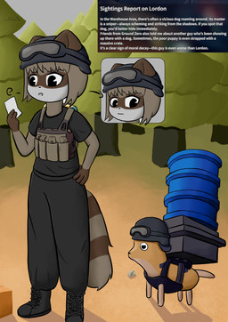 armor awkward black_clothing black_topwear bulletproof_vest clothing domestic_pet female headgear helmet text topwear ccxiaoyi123 mammal procyonid raccoon absurd_res english_text hi_res