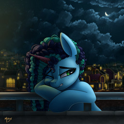 afro blue_body blue_hair bodily_fluids building cloud crying eyelashes female feral freckles green_eyes hair horn house moon night one_eye_closed outside solo tears unicorn_horn supermoix hasbro mlp_g5 my_little_pony mythology misty_brightdawn_(mlp) equid equine horse mammal mythological_creature mythological_equine pony unicorn 1:1 2022 absurd_res digital_media_(artwork) hi_res signature