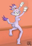 anthro black_nose breasts butt clawing clawing_wall claws female forehead_gem fur gem looking_at_viewer looking_back nipples nude purple_body purple_fur smile solo yellow_eyes hushed-kitty sega sonic_the_hedgehog_(series) blaze_the_cat domestic_cat felid feline felis mammal hi_res