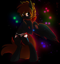 anthro anthrofied biped black_background bottomwear brown_eyes bulge clothed clothing cutie_mark dark feathered_wings feathers femboy feral front_view glistening glistening_eyes hair hooves looking_at_viewer male orange_hair outline panties red_bottomwear red_clothing ribbons simple_background smile solo standing tail three-quarter_view topless underwear wings kaju_inu hasbro my_little_pony mythology color_void fan_character equid equine mammal mythological_creature mythological_equine pegasus dark_theme digital_media_(artwork) full-length_portrait hi_res portrait