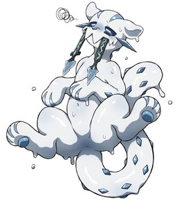 ambiguous_gender blue_nose blue_pawpads blue_sclera digitigrade featureless_crotch ice jagged_mouth melee_weapon melting navel pawpads paws semi-anthro simple_background snow solo spread_legs spreading sword tail weapon white_background white_body white_ears white_tail fuyugaki15 nintendo pokemon chien-pao generation_9_pokemon legendary_pokemon pokemon_(species) hi_res