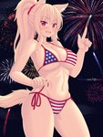 5_fingers alternative_fashion amekaji american_flag american_flag_bikini big_breasts bikini blonde_hair breasts clothed clothing colored_edge_bikini eyebrow_through_hair eyebrows female fingers fireworks flag_bikini flag_clothing flag_swimwear gyaru hair holding_strap holidays inner_ear_fluff j-fashion long_hair looking_at_viewer navel open_mouth open_smile ponytail print_bikini print_clothing print_swimwear pupils red_eyes side-tie_bikini side-tie_clothing side-tie_swimwear slit_pupils smile solo string_bikini swimwear text translucent translucent_hair triangle_bikini tuft two-piece_swimsuit united_states_of_america fastrunner2024 4th_of_july tiffy_(fastrunner2024) animal_humanoid felid felid_humanoid humanoid mammal mammal_humanoid 2022 3:4 digital_media_(artwork) hi_res url