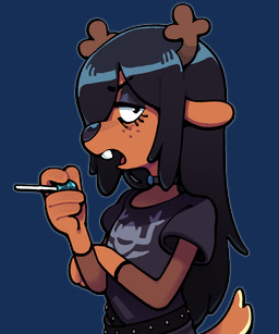 alternative_fashion anthro antlers belt black_clothing black_eyelids black_hair black_nose black_shirt black_topwear brown_body brown_fur buckteeth candy clothed clothing collar dessert eyebrow_through_hair eyebrows eyelashes female fishnet_clothing fishnet_topwear floppy_ears food freckles fur goth grey_outline hair holding_food holding_object horn lollipop open_mouth outline shirt simple_background solo t-shirt tail teeth topwear translucent translucent_hair transparent_background discount-supervillain deltarune undertale_(series) noelle_holiday deer mammal new_world_deer reindeer 2025 5:6 alpha_channel half-length_portrait portrait