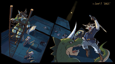 anthro anthrofied bone clothing footwear group horn ladder male melee_weapon open_mouth shield skeleton sword teeth text weapon dahecksajerry mythology nintendo the_legend_of_zelda aquamentus link_(wolf_form) animated_skeleton canid canine canis dragon mammal mythological_creature mythological_scalie scalie undead wolf 2020 english_text hi_res