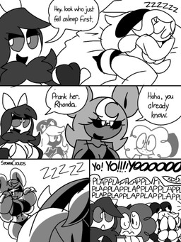 abs antennae_(anatomy) anthro anthrofied big_breasts black_eyes black_sclera bra breasts clothed clothing dialogue eyelashes eyes_closed female freckled_face freckles group hair navel panties plap pokemorph shocked simple_background sound_effects text underwear white_background white_eyes filthycottonart unfortu-nate image_comics nintendo pokemon prank_em_john savage_dragon beatrice_(unfortu-nate) belle_(unfortu-nate) horridus leela_(unfortu-nate) mothitellia_(unfortu-nate) rhonda_(unfortu-nate) arthropod bee beetle cucujoid generation_2_pokemon hymenopteran insect ladybug lepidopteran moth pokemon_(species) teddiursa 2023 3:4 comic digital_media_(artwork) english_text hi_res monochrome