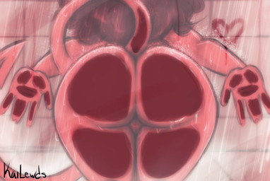 against_surface bathroom big_butt bodily_fluids brown_hair butt butt_focus female genitals glass hair heart_symbol huge_butt imminent_sex inviting inviting_to_sex inviting_viewer nude on_glass presenting presenting_hindquarters rear_view red_body red_skin shower simple_background solo steam tail thick_thighs vulva wet wet_body wide_hips kailewds malice_(kailewds) demon demon_humanoid humanoid mammal succubus digital_media_(artwork) hi_res