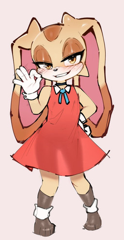 anthro blush clothing female gesture hand_gesture hand_on_hip handjob_gesture lidded_eyes looking_at_viewer seductive simple_background smile solo standing suggestive suggestive_gesture translucent translucent_clothing young azuu sega sonic_the_hedgehog_(series) cream_the_rabbit lagomorph leporid mammal rabbit hi_res