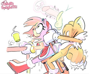 2_tails anthro balls bodily_fluids chair_sex clothed clothing cum cum_in_vagina cum_inside dress duo female genital_fluids genitals gloves green_eyes hair handwear heart_eyes heart_symbol internal looking_pleasured makeup male male/female mascara motion_lines multi_tail panties penetration pink_hair raised_clothing raised_dress running_makeup running_mascara sweat tail through_chair torn_clothing torn_panties torn_underwear twisted_tails underwear vaginal vaginal_penetration white_clothing white_panties white_underwear nautti_spaghetti sega sonic_the_hedgehog_(series) amy_rose miles_prower canid canine eulipotyphlan fox hedgehog mammal hi_res