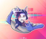 5_fingers anthro blue_body blue_eyes blue_fur blue_hair eyewear female fingers fur glasses hair long_hair pose smile solo teeth gerovort nintendo star_fox krystal_(star_fox) canid canine fox mammal 2022 digital_media_(artwork) half-length_portrait portrait signature