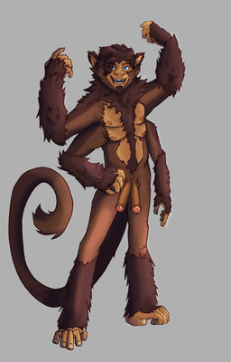 2_penises 4_arms 4_pecs anthro brown_body brown_fur chelicerae diphallism feet fur genitals male multi_arm multi_genitalia multi_limb multi_pecs multi_penis pecs penis prehensile_feet solo toes arachnid arthropod chimera haplorhine mammal monkey primate spider absurd_res hi_res