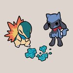 3_fingers 3_toes ambiguous_gender anthro black_body black_eyes black_fur black_nose blue_ascot blue_body blue_fur broken_object duo eyes_closed feet fingers fur kerchief looking_down neckerchief neckwear red_ascot simple_background tail toes advos nintendo pokemon pokemon_mystery_dungeon spike_chunsoft cyndaquil generation_2_pokemon generation_4_pokemon mammal pokemon_(species) riolu broken 1:1 digital_media_(artwork)