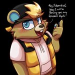 anthro backwards_hat blonde_hair blue_eyes blush buckteeth clothing fishing freckles hair hat headgear headwear jock looking_at_viewer male solo suggestive suggestive_dialogue teeth ikeyrandomcars animal_crossing nintendo c.j._(animal_crossing) beaver mammal rodent 1:1 absurd_res hi_res