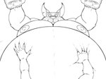 anthro belly big_belly duo first_person_view fur hand_on_belly looking_at_viewer low-angle_view male moobs morbidly_obese morbidly_obese_anthro morbidly_obese_male nipples nude obese obese_anthro obese_male overweight overweight_anthro overweight_male smile smiling_at_viewer huttsergreywolf teenage_mutant_ninja_turtles teenage_mutant_ninja_turtles_(2012) master_splinter mammal murid murine rat rodent 2024 absurd_res hi_res monochrome