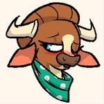 2019 2_horns anonymous_artist black_outline blue_eyes blush bovid bovid_horn bovine brown_body brown_fur brown_hair brown_nose bust_portrait cattle digital_media_(artwork) eyebrows eyelashes female feral fur green_kerchief green_neckerchief hair hair_bun hereford_cattle horn kerchief looking_back low_res madison_(tfh) mammal multicolored_body multicolored_fur neckerchief neckwear one_eye_closed open_mouth outline pattern_kerchief pattern_neckerchief pixel_(artwork) portrait raised_eyebrow simple_background solo spotted_kerchief spotted_neckerchief them's_fightin'_herds two_tone_body two_tone_face two_tone_fur white_background wink