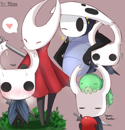 anthro apple armor black_body blush blush_lines bodily_fluids cloak clothing embarrassed eyes_closed food fruit grass group happy headgear headpat heart_symbol helmet horn horned_helmet leaning_on_another mask mask_on_head melee_weapon nail_(weapon) needle_and_thread one_eye_closed petting plant simple_background sparkles sweat sweatdrop text weapon weapon_on_back wearing_mask wink plum_(artist) hollow_knight_(franchise) team_cherry hornet_(hollow_knight) quirrel_(hollow_knight) the_knight_(hollow_knight) arthropod grub_(hollow_knight) insect vessel_(species) 2020 absurd_res artist_name english_text hi_res signature female_(lore) male_(lore) sibling_(lore)