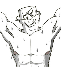 anthro backwards_baseball_cap backwards_hat baseball_cap clothing facial_horn hat headgear headwear horn male musk nose_horn solo wet unknown_artist brawl_stars supercell_(company) pierce_(brawl_stars) dinosaur prehistoric_species reptile scalie absurd_res hi_res sketch