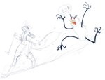 ambiguous_gender angry anthro duo female running simple_background skiing white_background wide_hips tgwonder skifree felid mammal yeti 2016 sketch